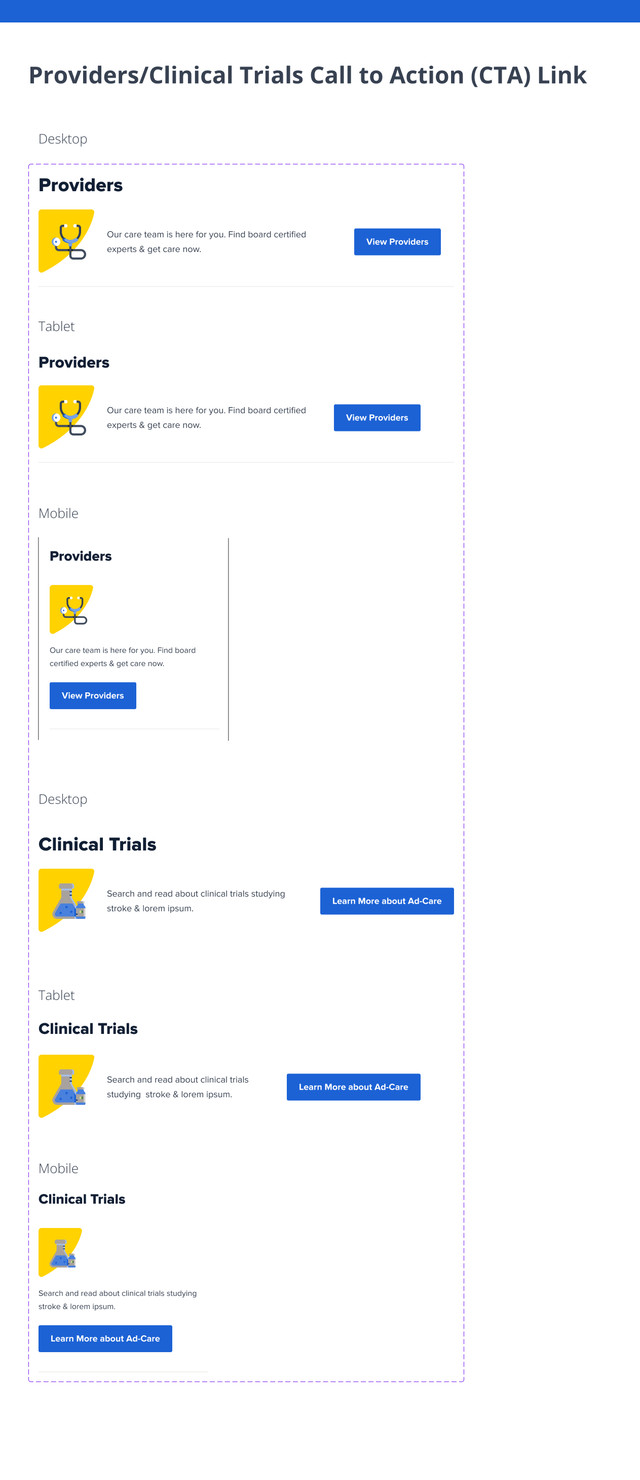 Clinical trials call to action: design system documentation