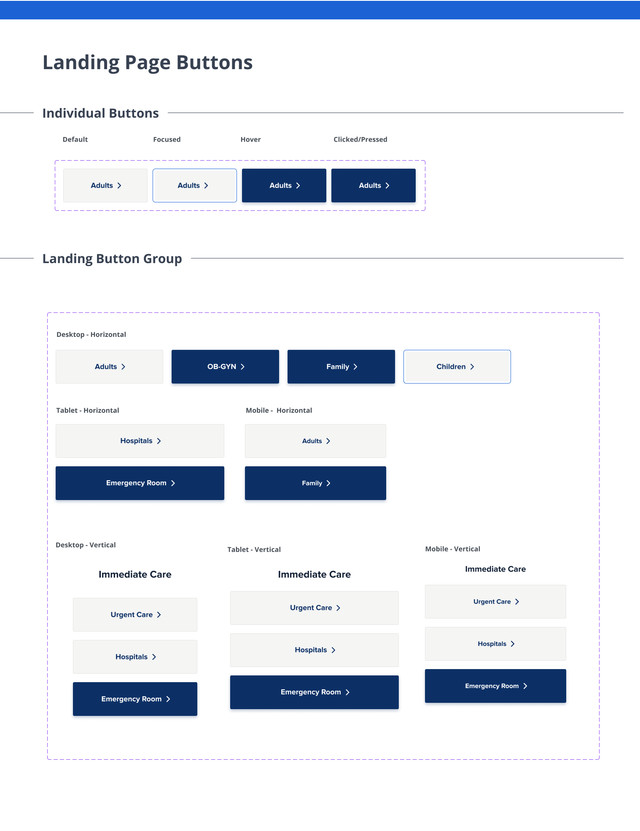 Landing page buttons: design system documentation